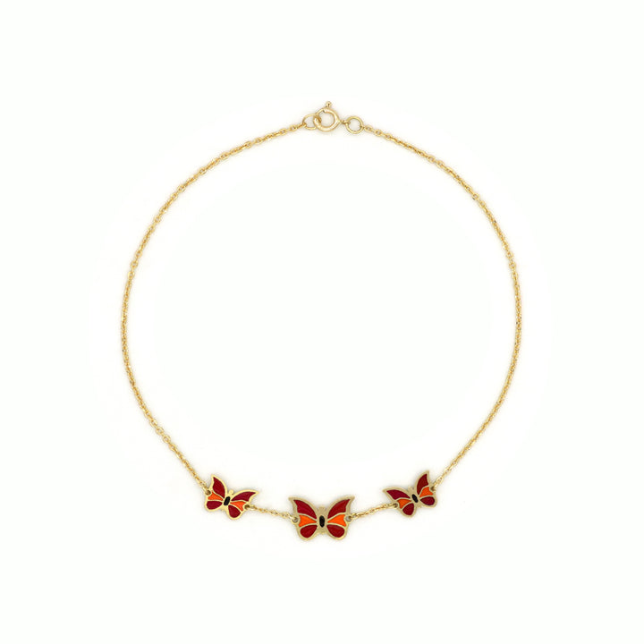 18K Exclusive Red Orange Butterfly Bracelet