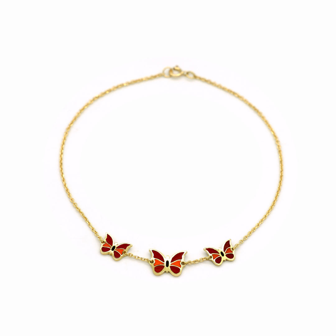 18K Exclusive Red Orange Butterfly Bracelet