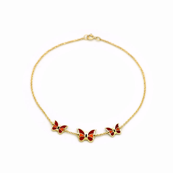 18K Exclusive Red Orange Butterfly Bracelet