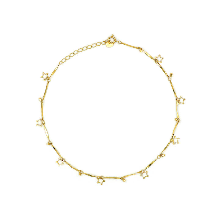 18K Yellow Gold Anklet with Stars Charms AFA00649