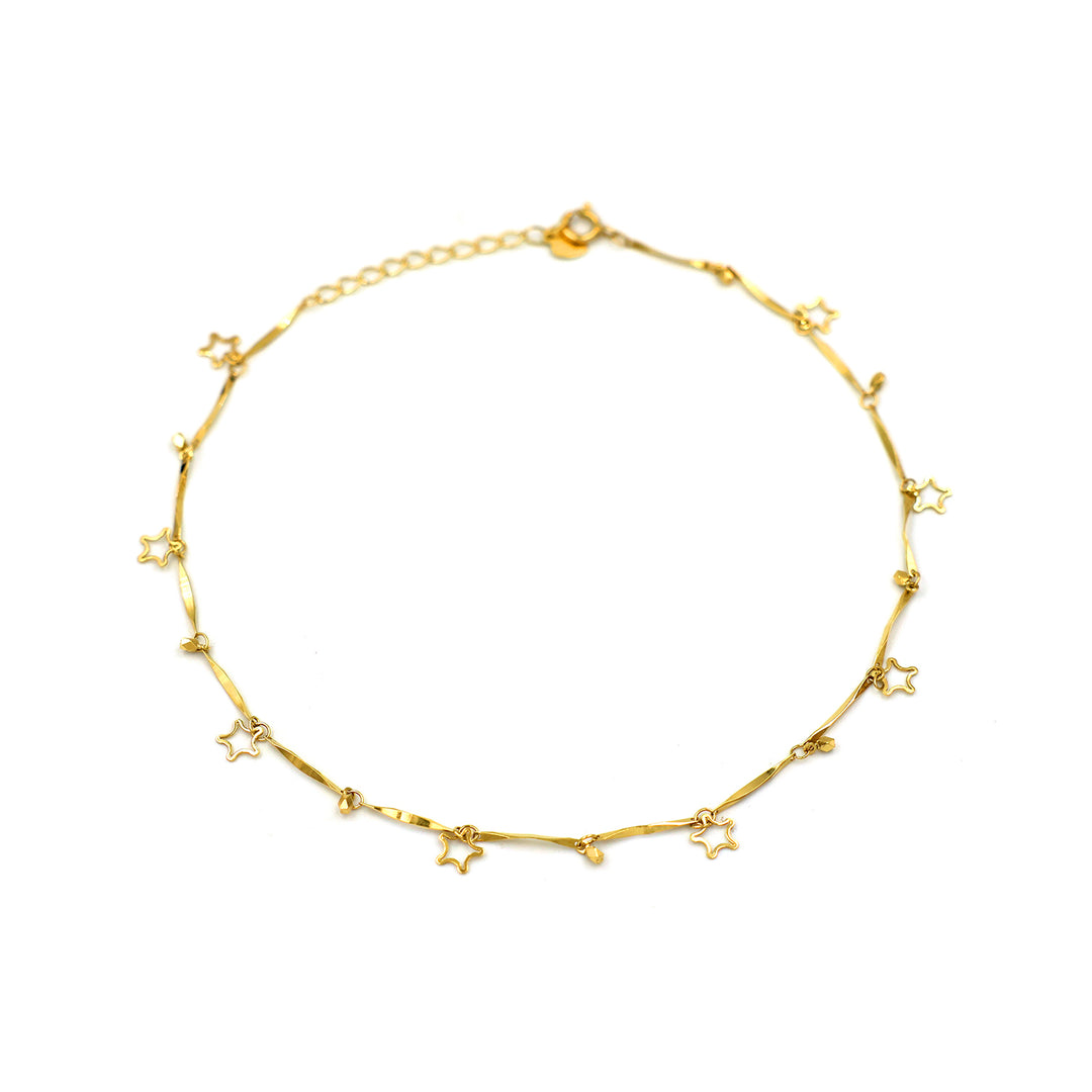 18K Yellow Gold Anklet with Stars Charms AFA00649