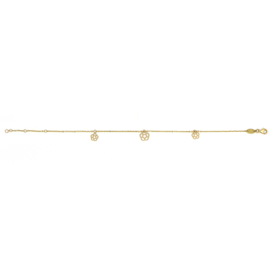 18K Gold Anklet with Rose Charm