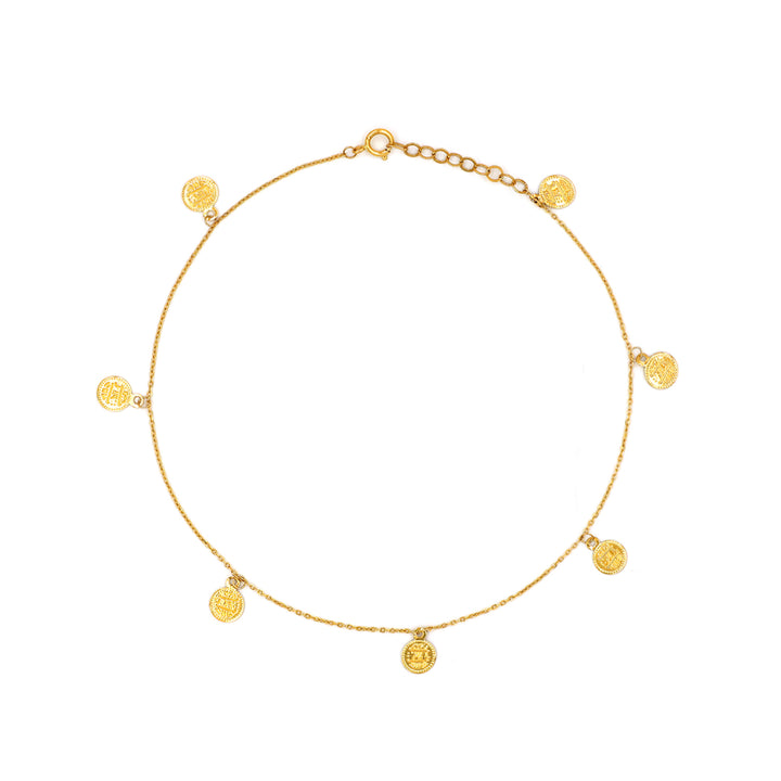 21K Gold Anklet with Coin Charms AFA00728