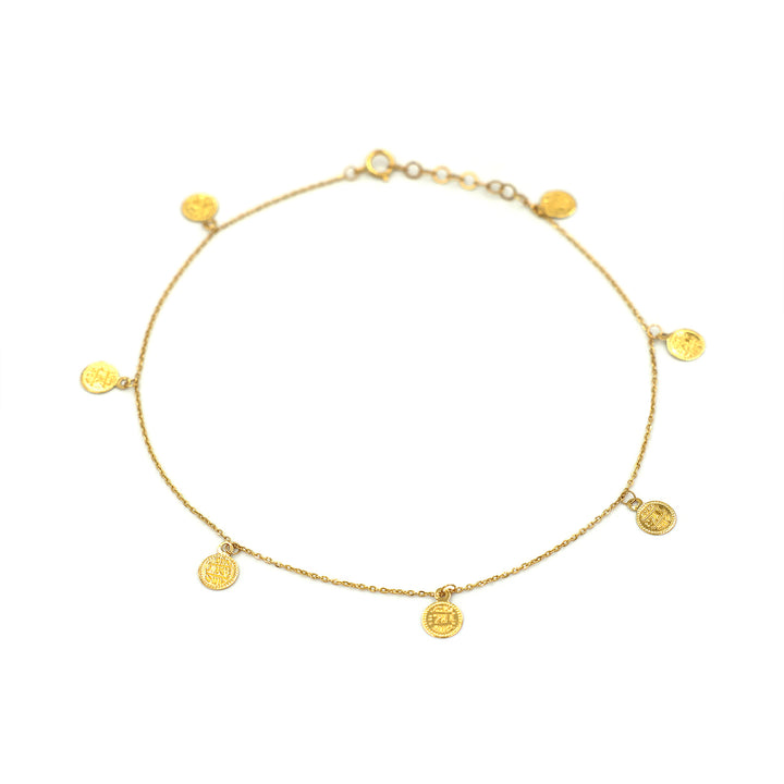 21K Gold Anklet with Coin Charms AFA00728