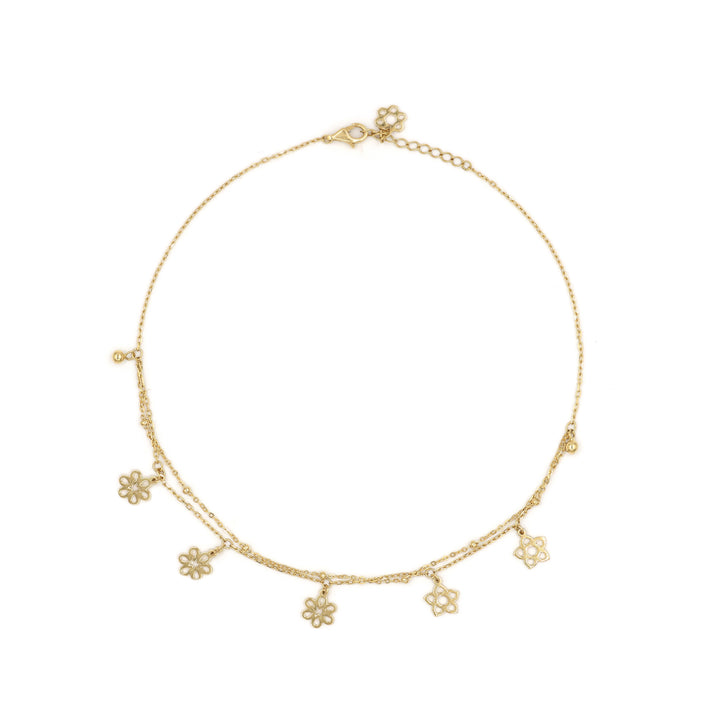 18K Gold Anklet with Flower Charm AFA00756