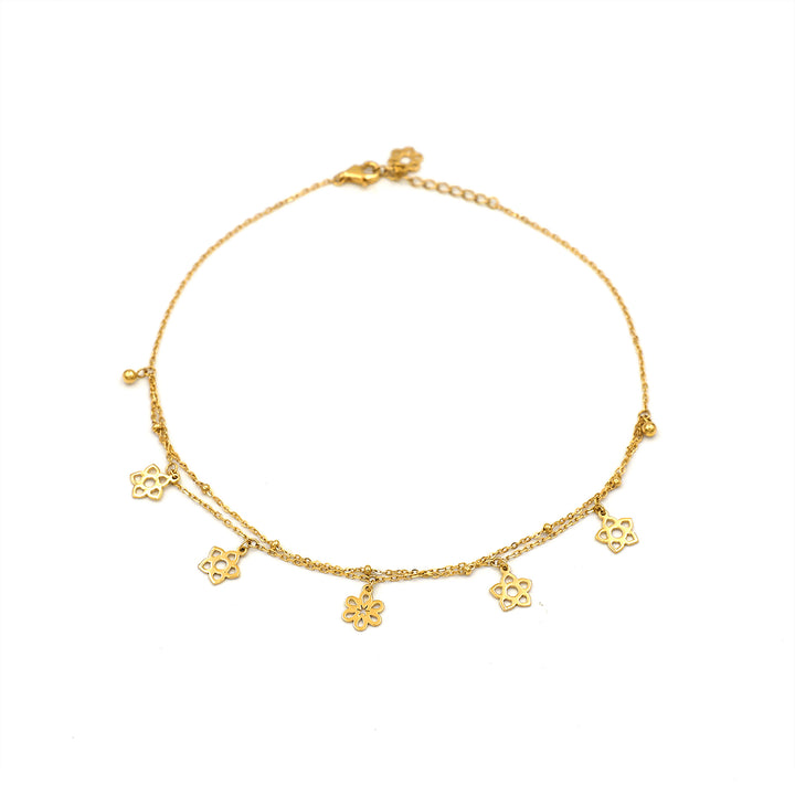 18K Gold Anklet with Flower Charm AFA00756