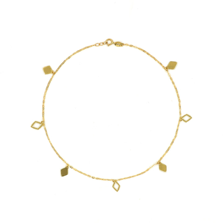 18K Yellow Gold Anklet with Geometric Charms AFA00760