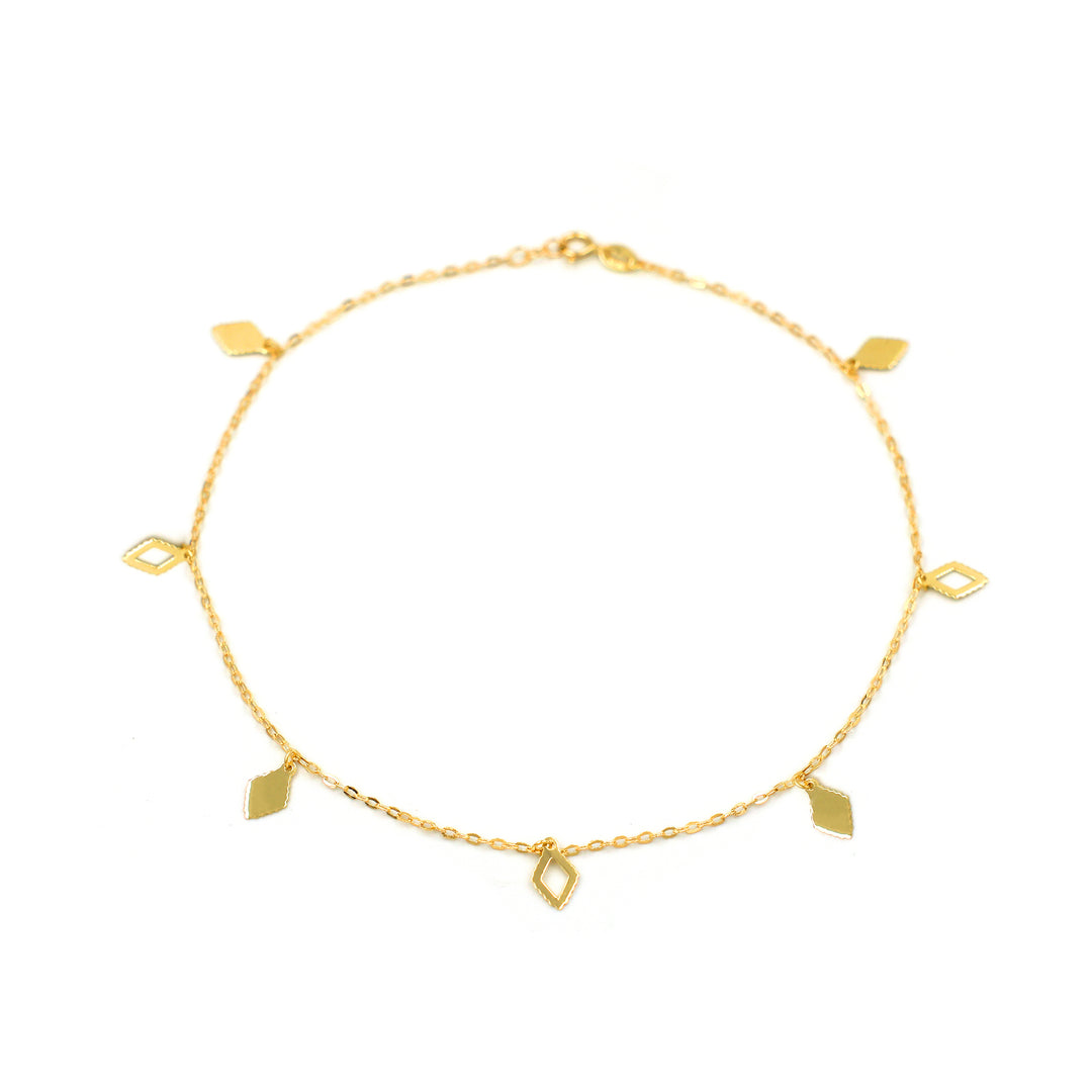 18K Yellow Gold Anklet with Geometric Charms AFA00760