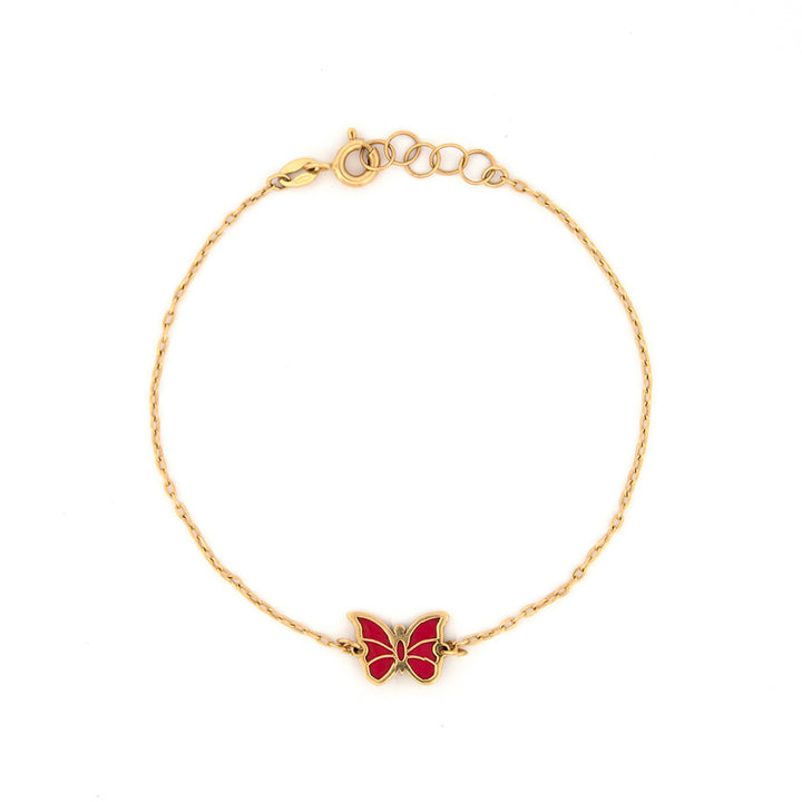 18K Gold Bracelet with Enamel Butterfly AFB07924