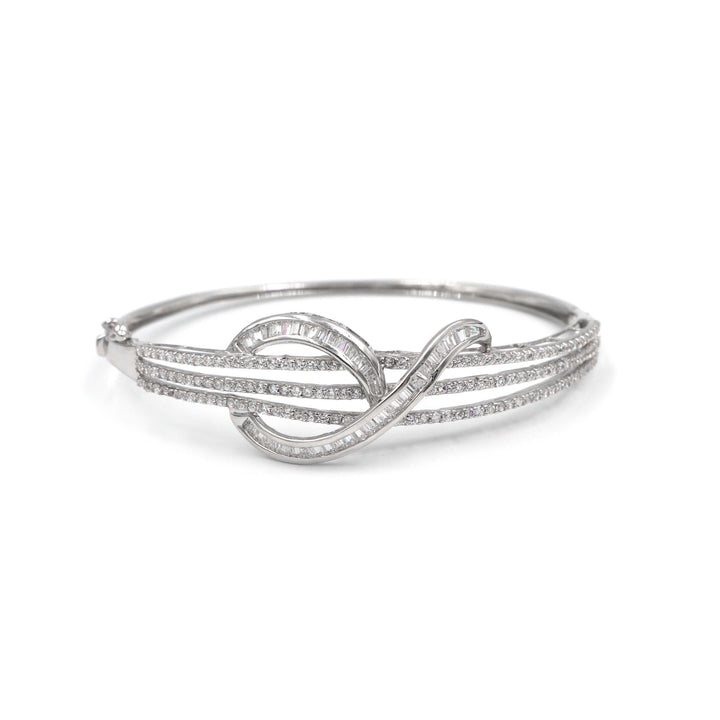 18K White Gold Bangles with Triple Diamond Layers