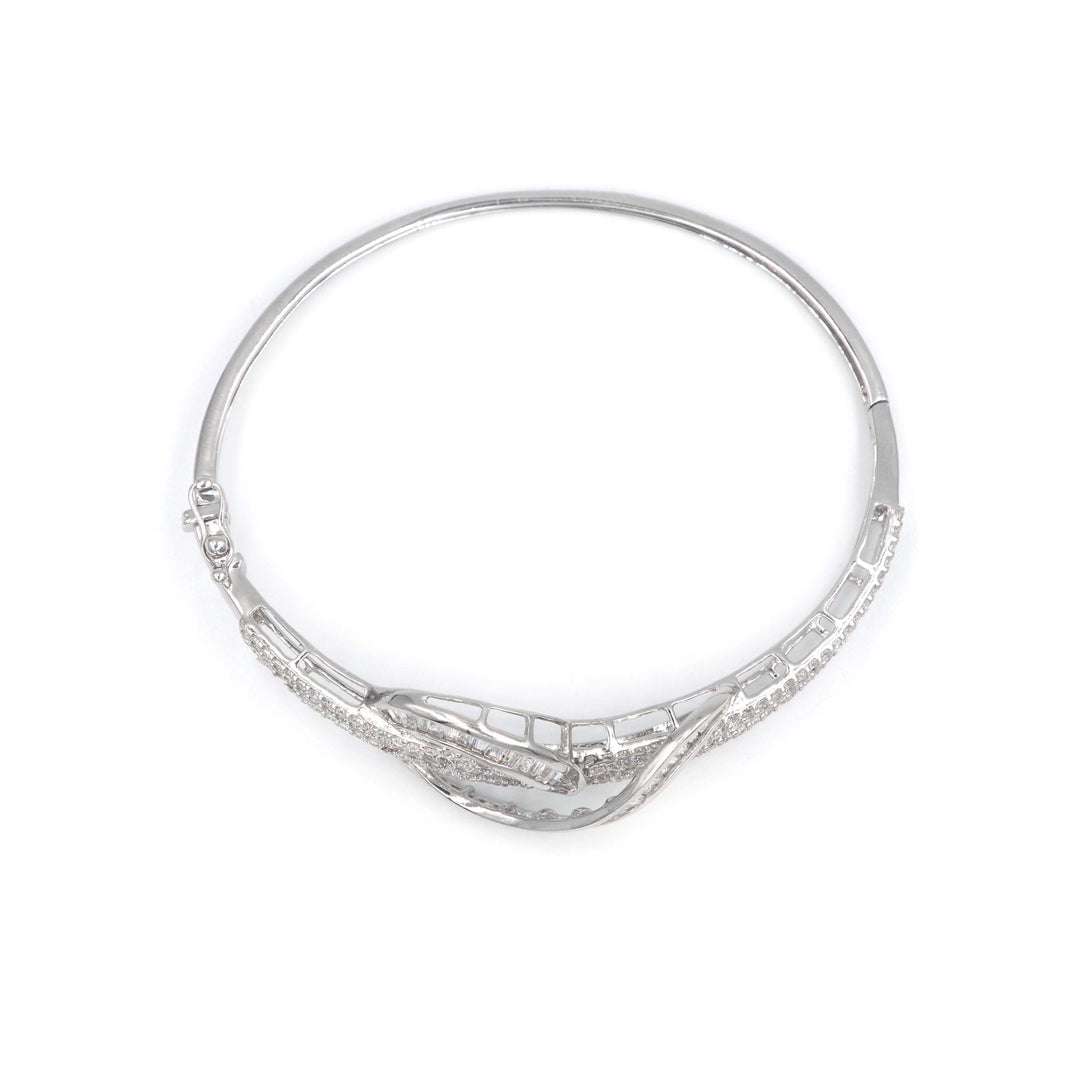 18K White Gold Bangles with Triple Diamond Layers