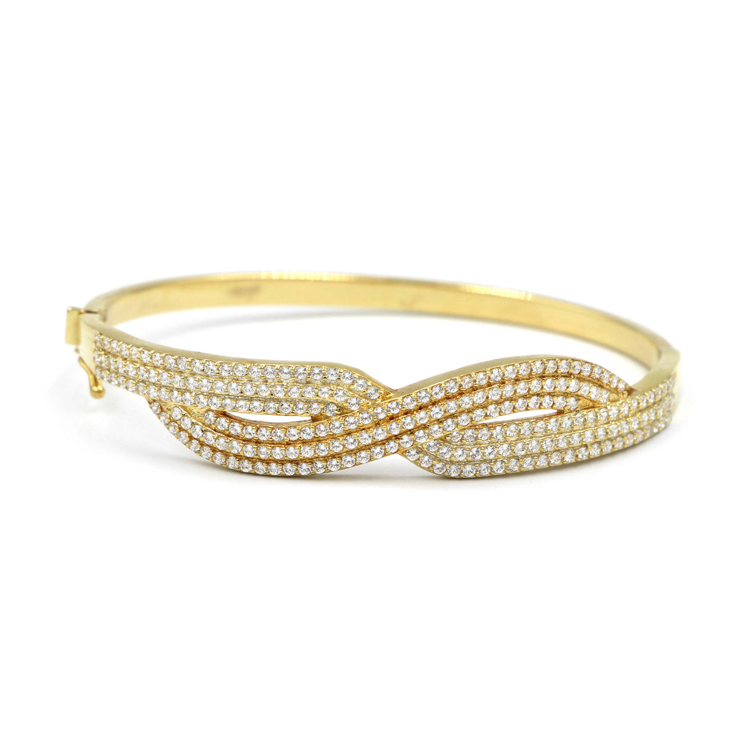 18K Yellow Gold & Diamond Modius Strip Bangles