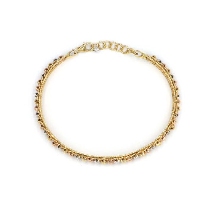 18K Gold Bangles with White, Yellow, and Tarnish Pearls