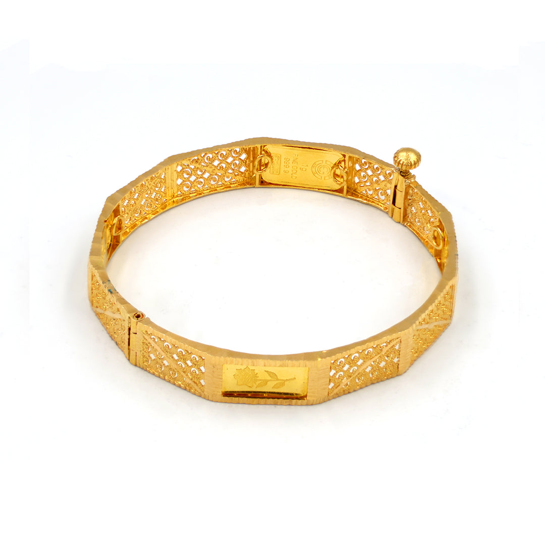 21K Gold Bangle with 24K Gold Bar AFBG01807