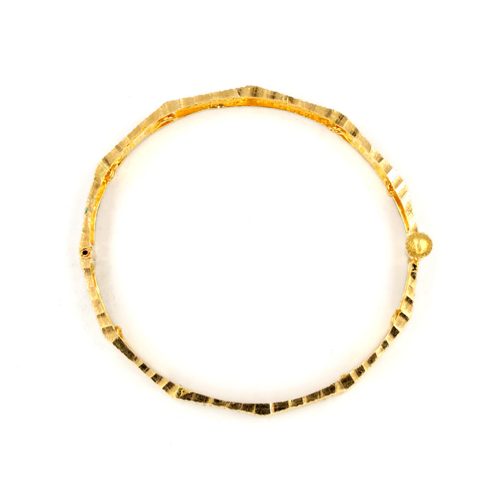 21K Gold Bangle with 24K Gold Bar AFBG01807