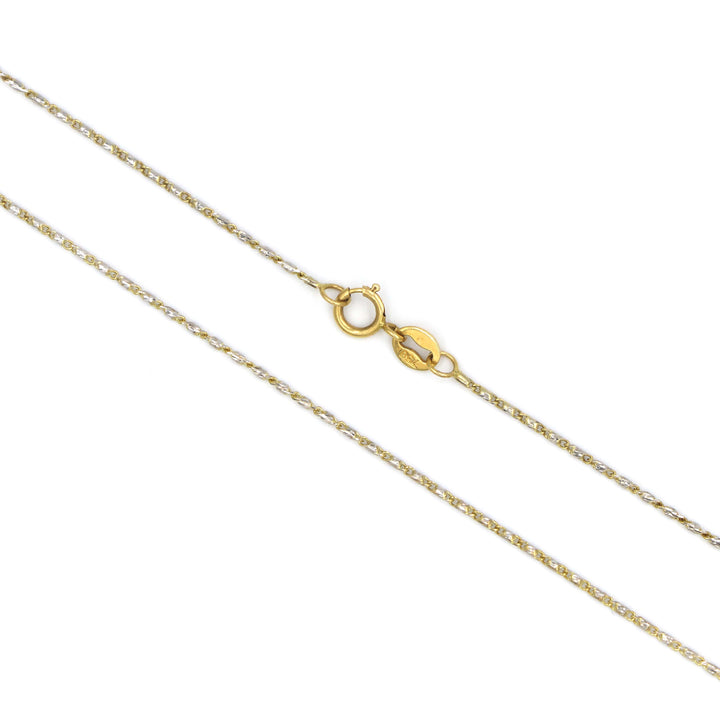 Elegant 18K Thin Gold Chain with White Sparkling Balls