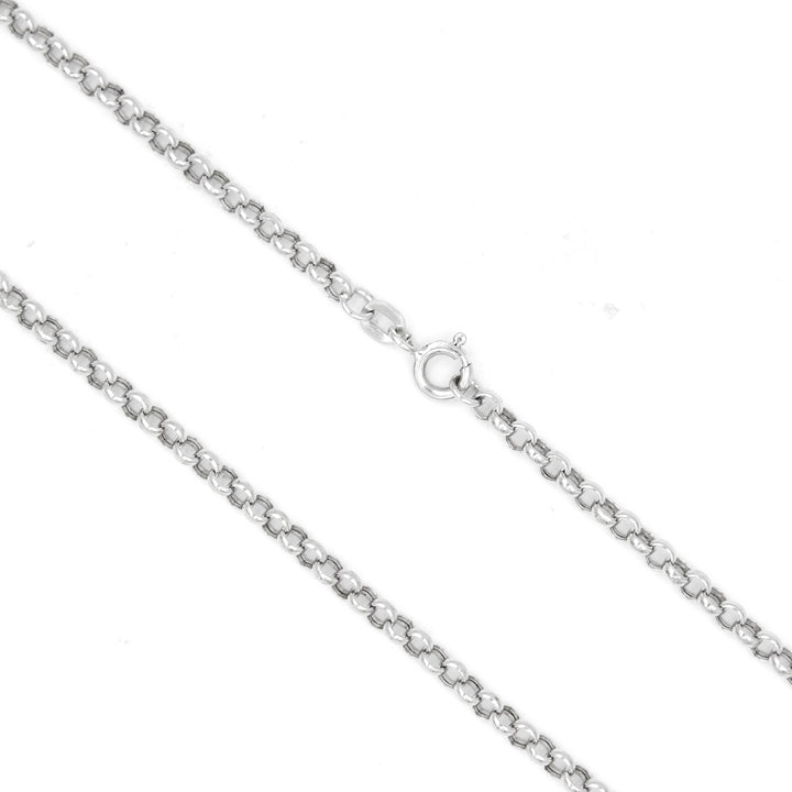 18K White Gold Round Link Chain