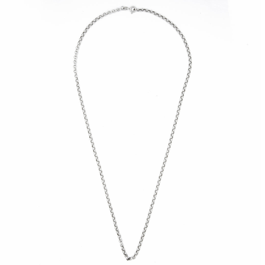 18K White Gold Round Link Chain