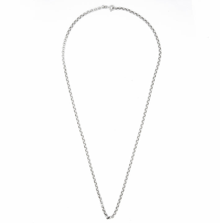 18K White Gold Round Link Chain