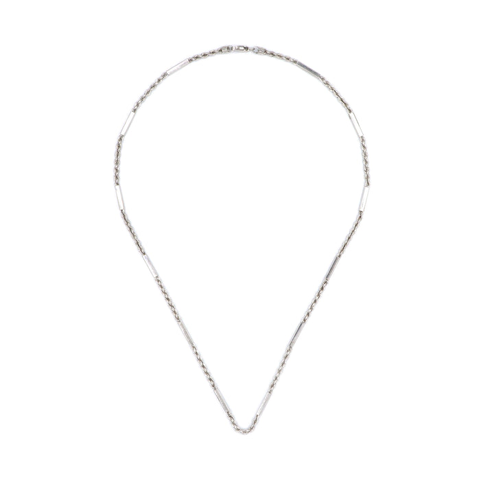 18K White Gold Rope with Cylinder Chain Necklace