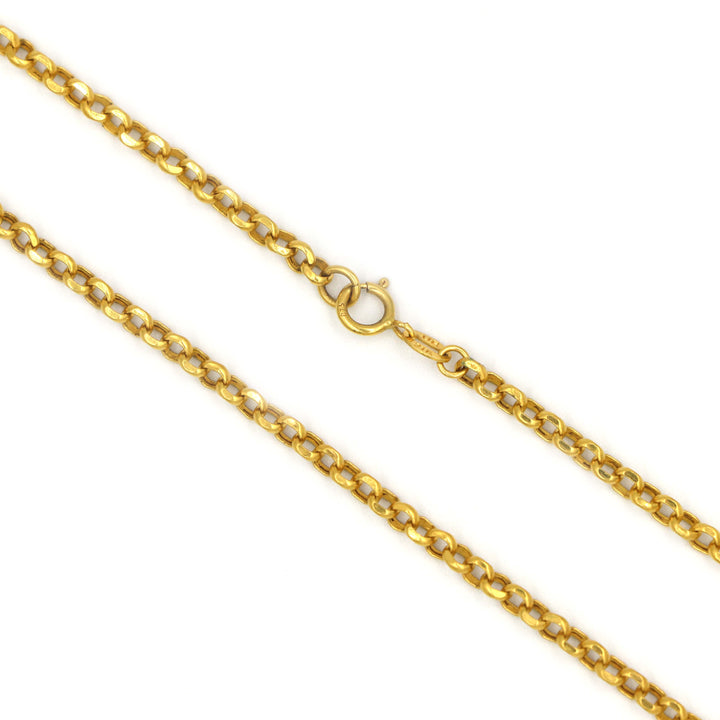 21K Yellow Gold Round Link Chain - 28 Inch