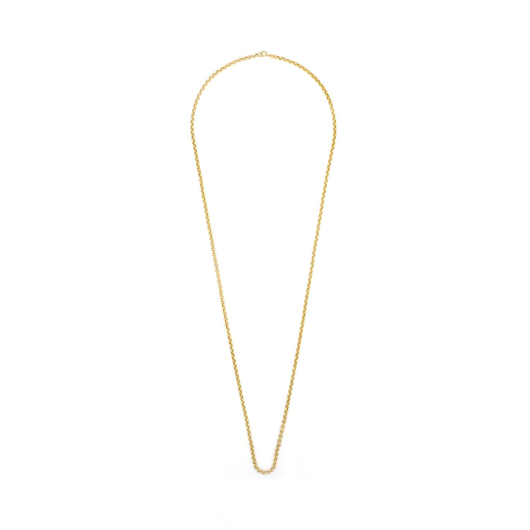 21K Yellow Gold Round Link Chain - 28 Inch