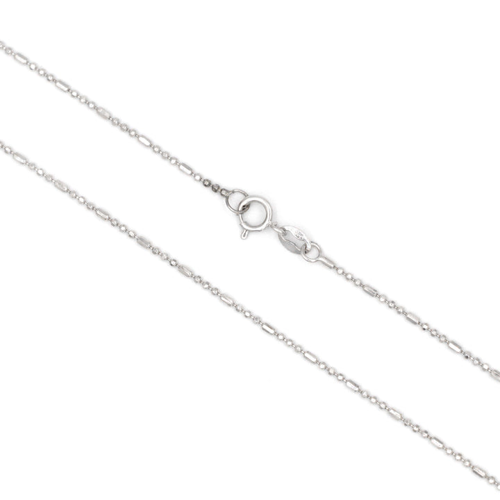 18K White Gold Cylinder chain With Small Balls & Bars