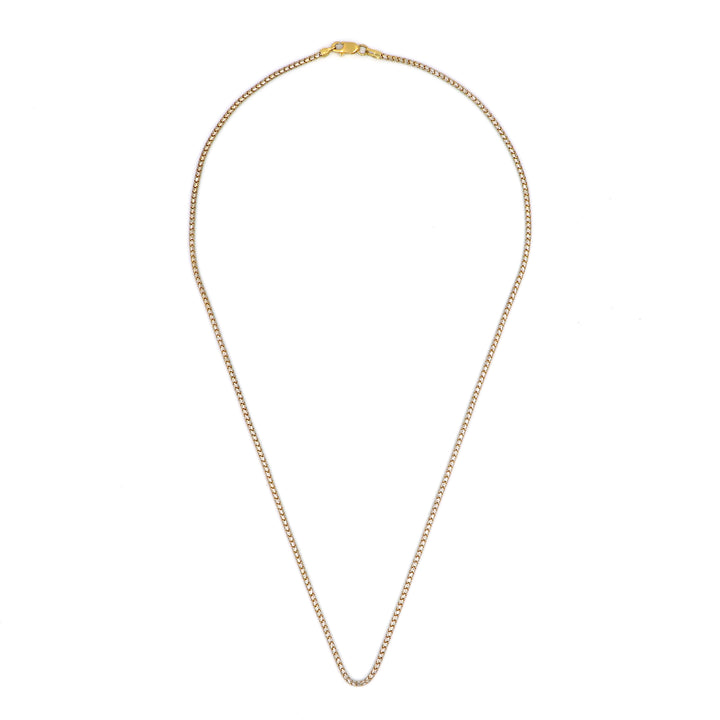 22K Gold Pipe Chain Necklace - 16 Inch