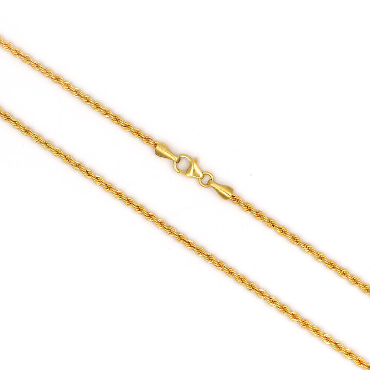 22K Yellow Gold Rope Chain - 16 Inch