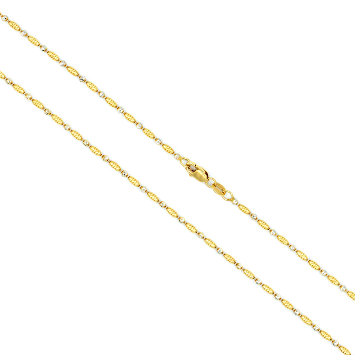 18K Gold Vertical Capsule Ball Chain