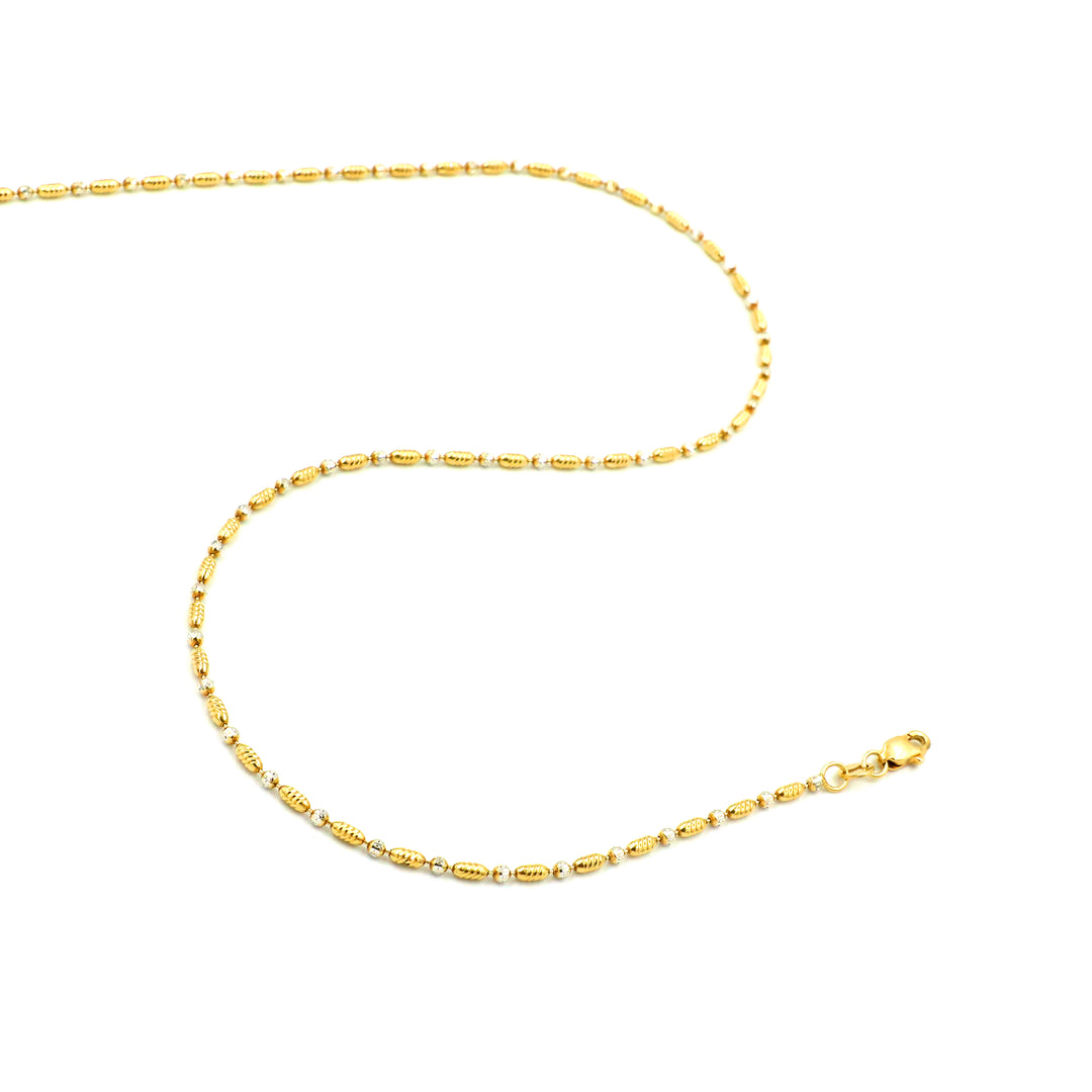 18K Gold Vertical Capsule Ball Chain