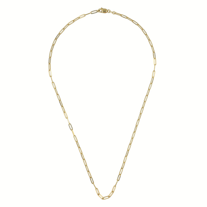 18K Gold Hollow Paperclip Chain Necklace