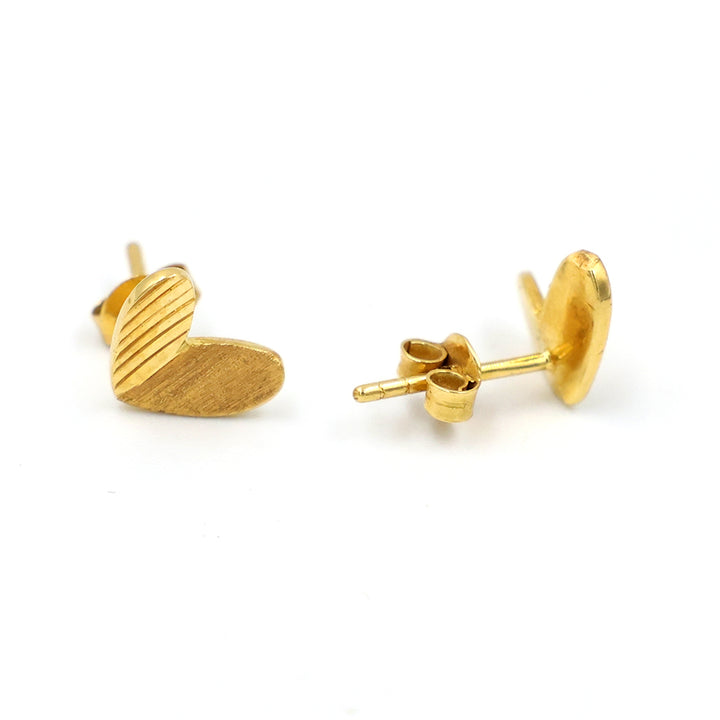 18K Gold Heart Shaped Earrings AFE03257