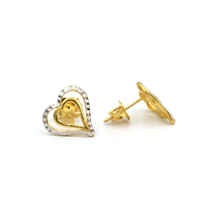 22K Gold Push type and heart shape Earrings AFE05975