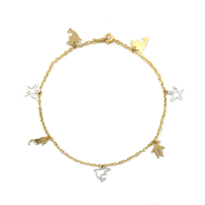 18K Gold Anklet with Playful Animal and Starfish Charms BG80004809