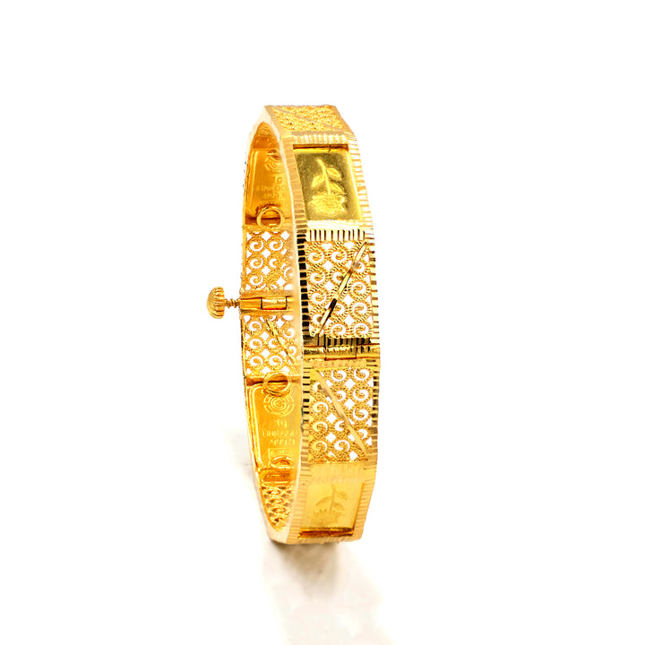 21K Gold Bangle with 24K Gold Bar AFBG01807