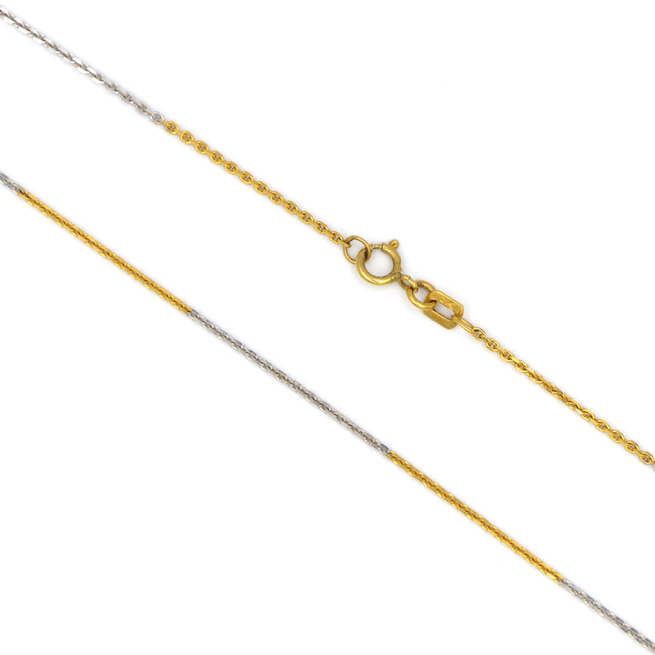 21K Gold Thin Link Chain In White & Yellow Gold Necklace