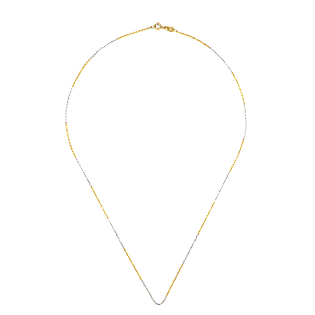 21K Gold Thin Link Chain In White & Yellow Gold Necklace