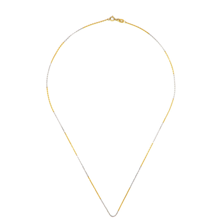 21K Gold Thin Link Chain In White & Yellow Gold Necklace