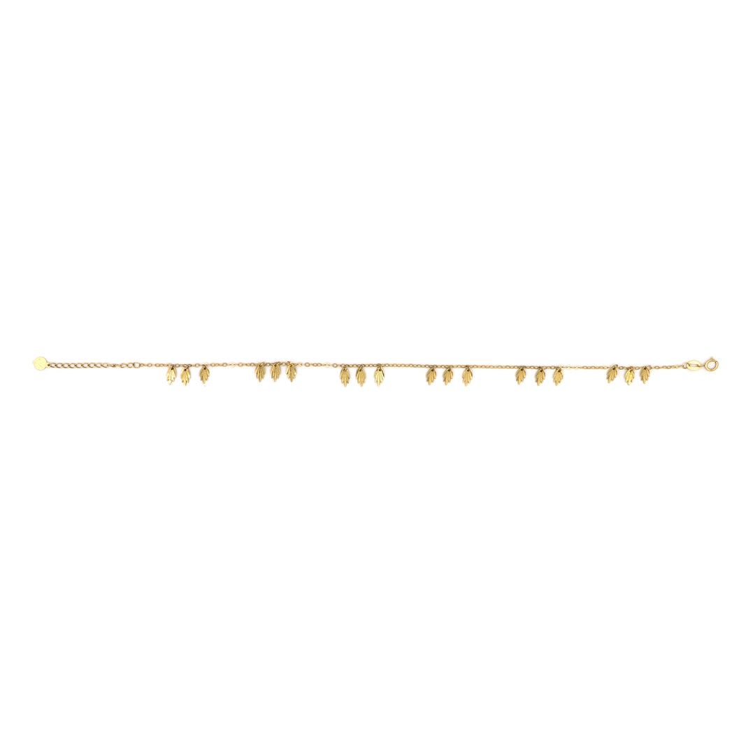 Classy 18K Gold Multi Leaf Charm Anklet Design