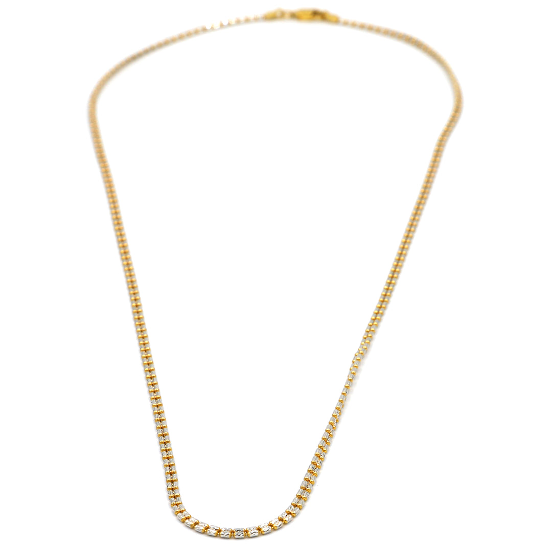 22K Yellow & White Beads Gold Chain Necklace