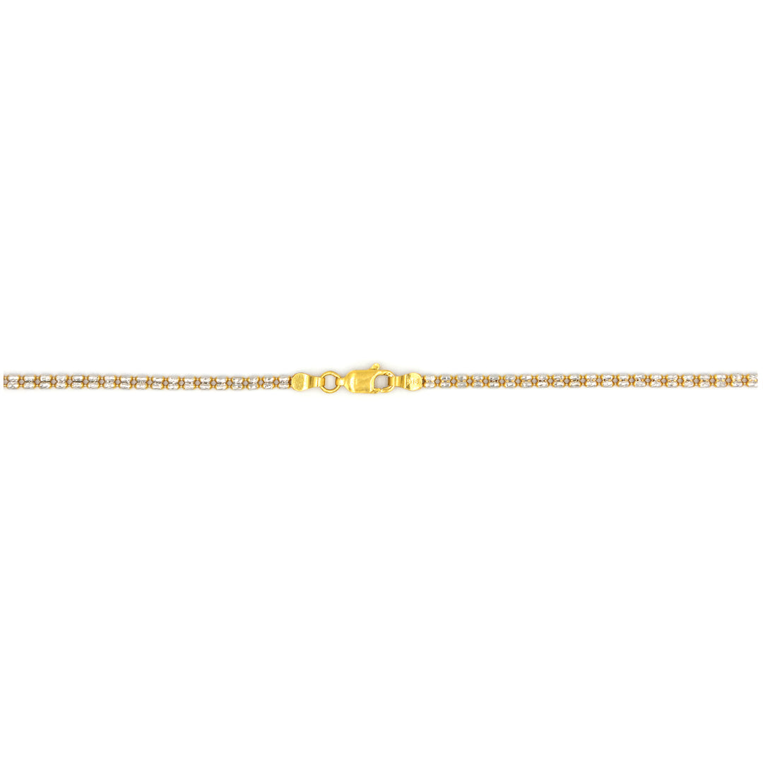 22K Yellow & White Beads Gold Chain Necklace