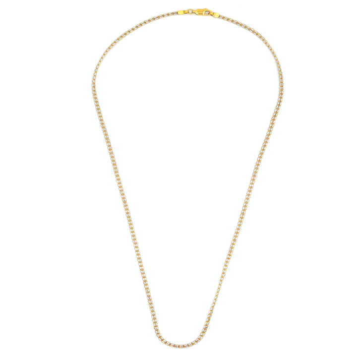 22K Yellow & White Beads Gold Chain Necklace