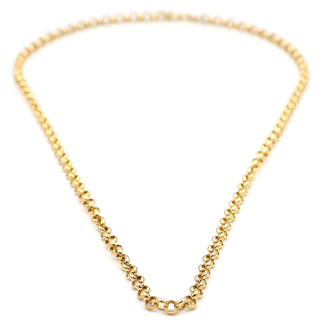 Stylish 18K Gold Rolo Chain Necklace