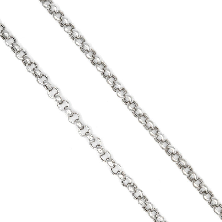 Stylish 18K White Gold Rollo Chain Necklace