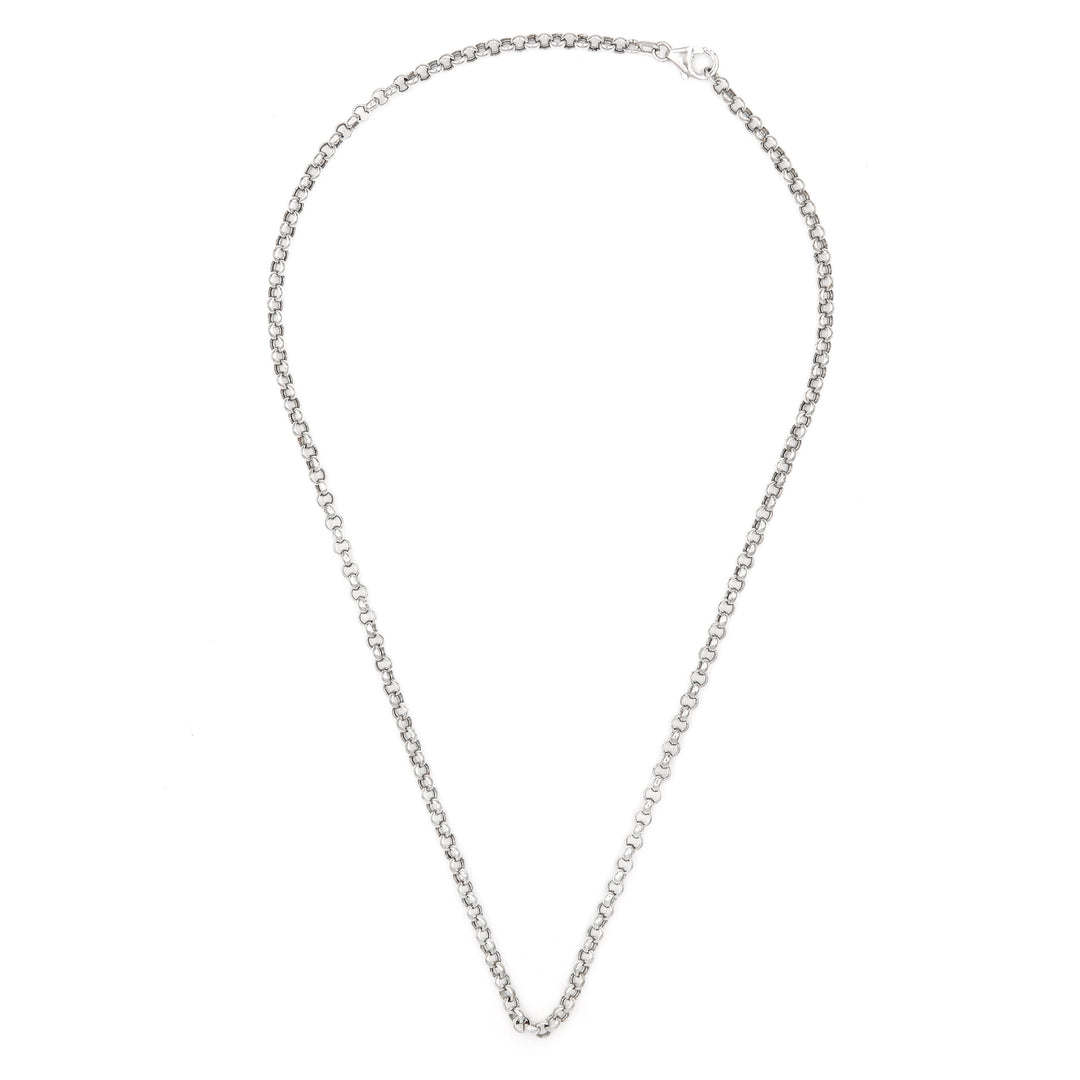 Stylish 18K White Gold Rollo Chain Necklace