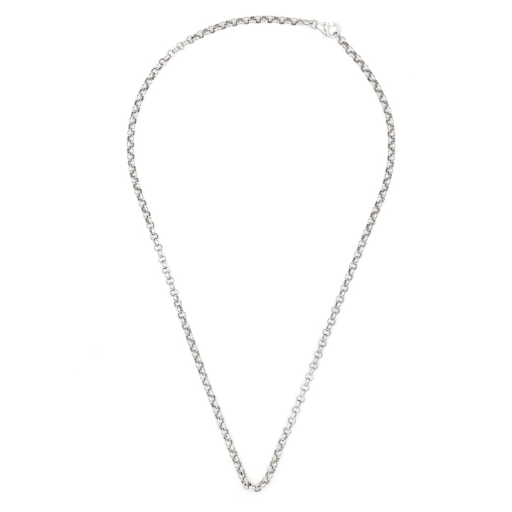 Stylish 18K White Gold Rollo Chain Necklace