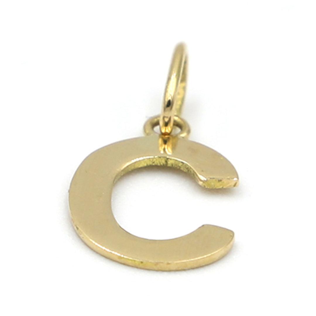 18K Initial Letter C Yellow Gold Pendant