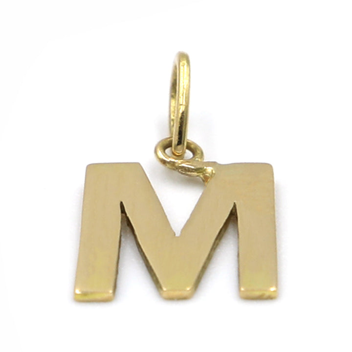 18K Initial Letter M Yellow Gold Pendant