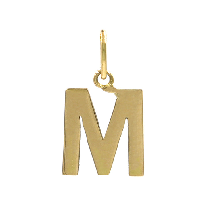 18K Initial Letter M Yellow Gold Pendant